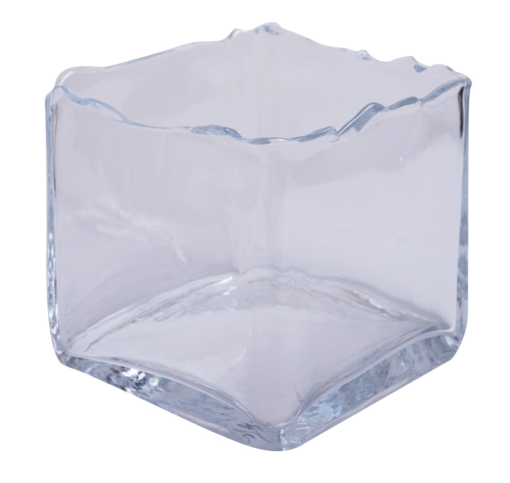 Photophore carré en verre bord découpé