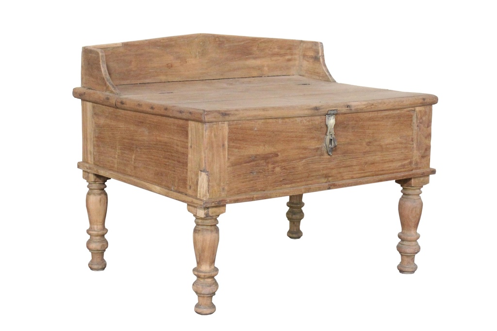 Table d'appoint coffre en teck ancien