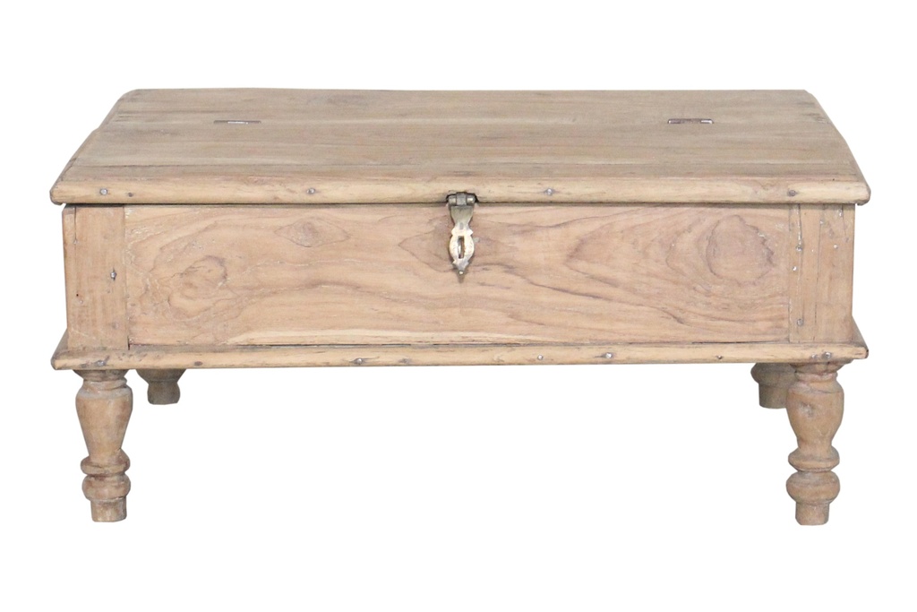 Table d'appoint coffre en teck ancien