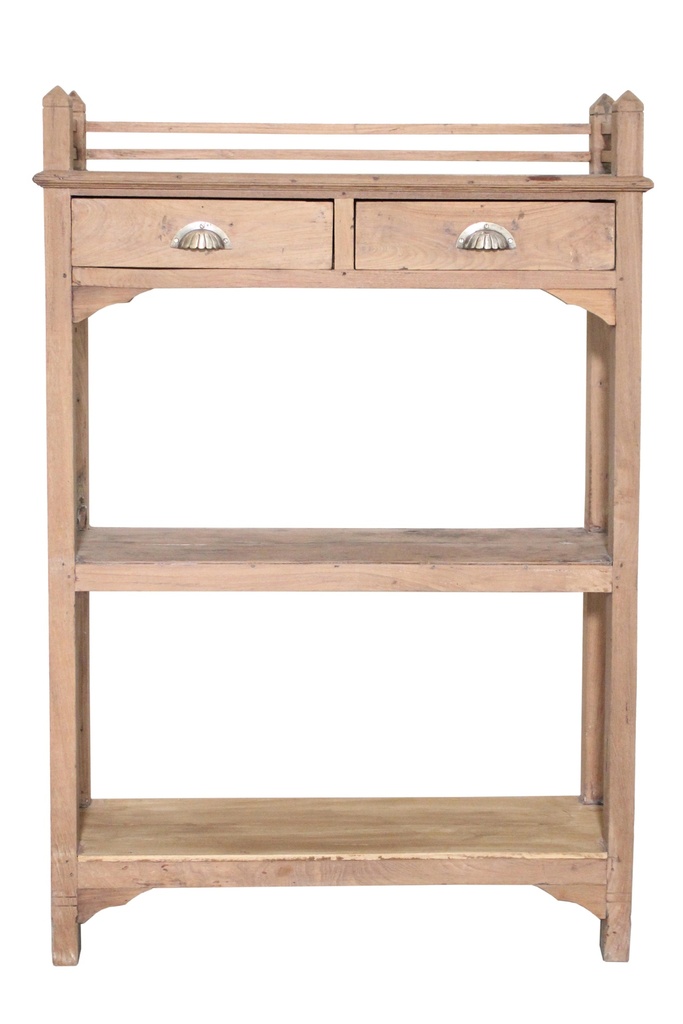 Etagère 3 plateaux & 2 tiroirs en teck ancien