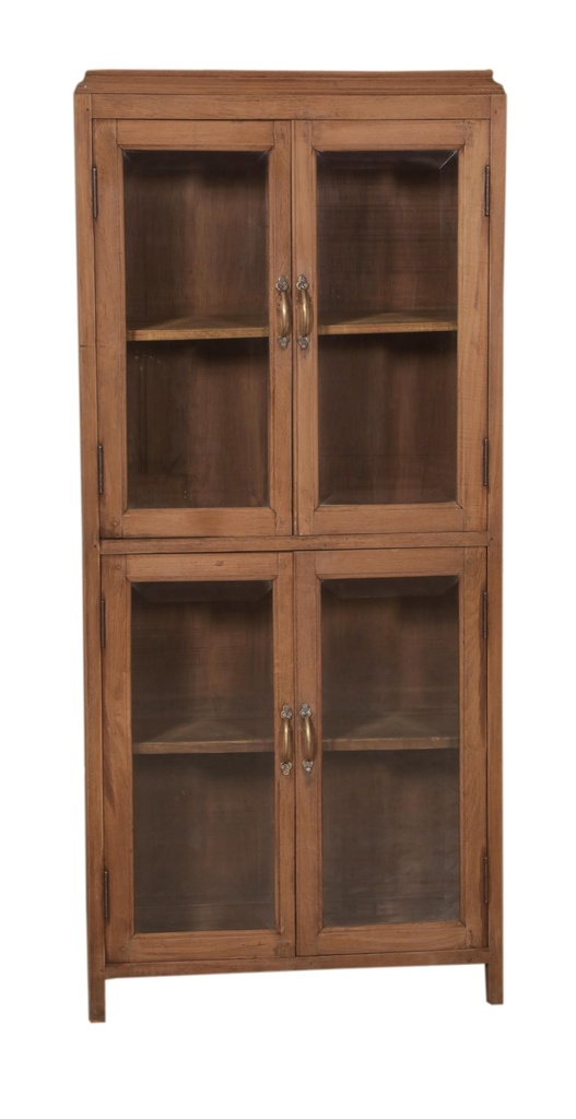 Vitrine 4 portes en teck ancien