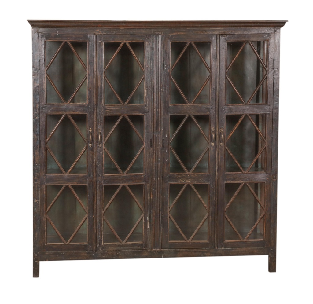 Vitrine 4 portes en teck ancien