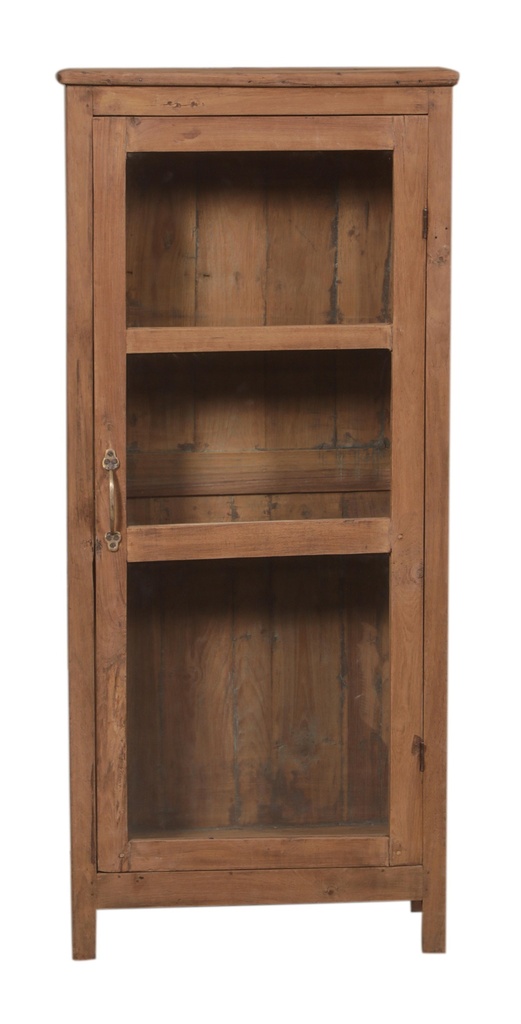 Vitrine 1 porte en teck ancien