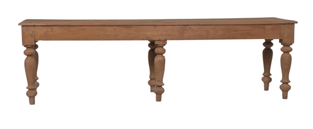 Banc sans dossier 6 pieds en teck ancien