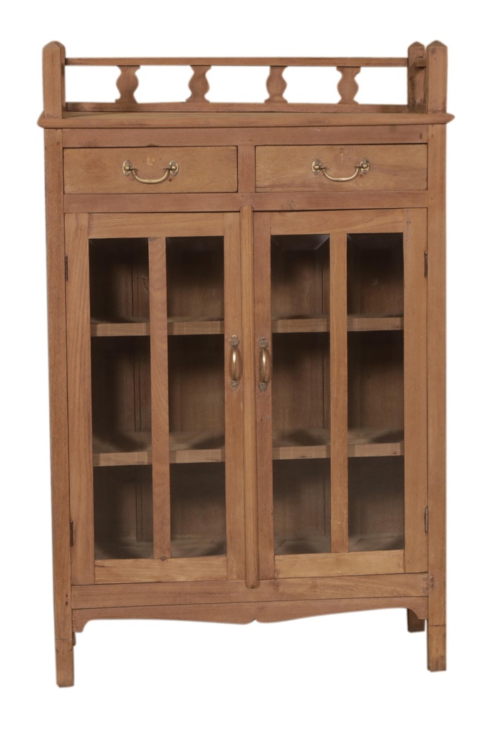 Buffet 2 tiroirs & 2 portes vitrées en teck ancien