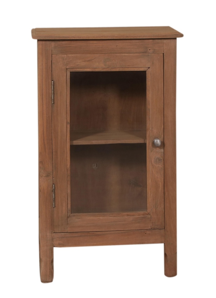 Chevet 1 porte vitrée en teck ancien