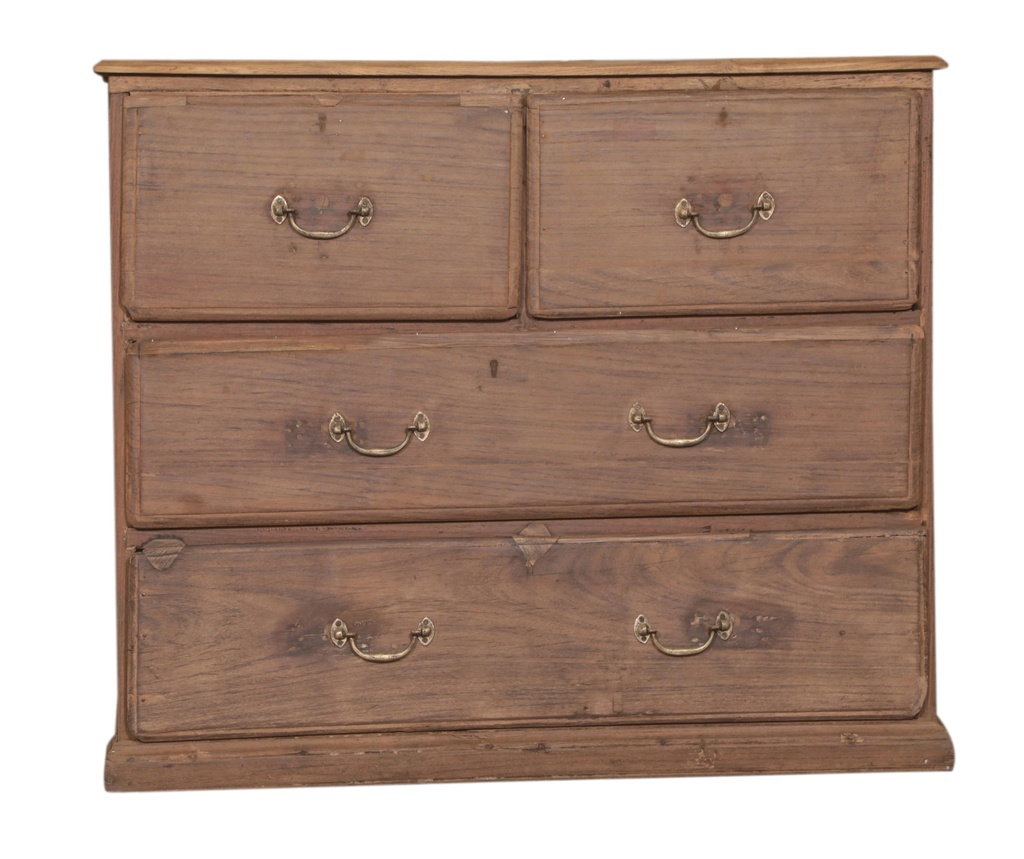 Commode 4 tiroirs en teck ancien