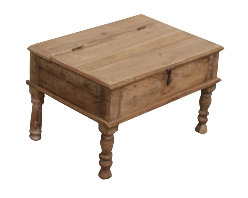 Table d'appoint coffre en teck ancien
