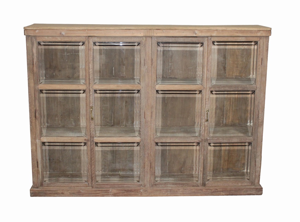 Vitrine 4 portes en teck ancien