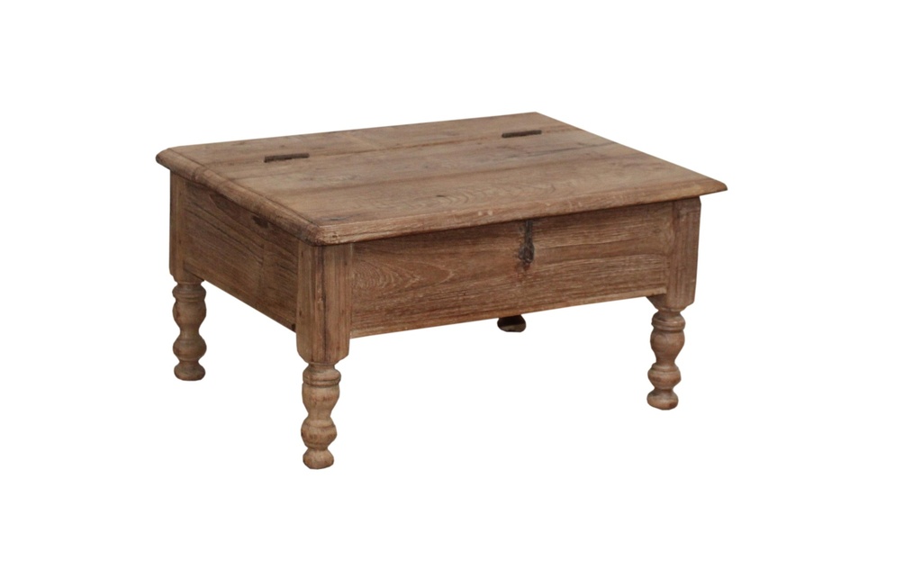 Table d'appoint coffre en teck ancien