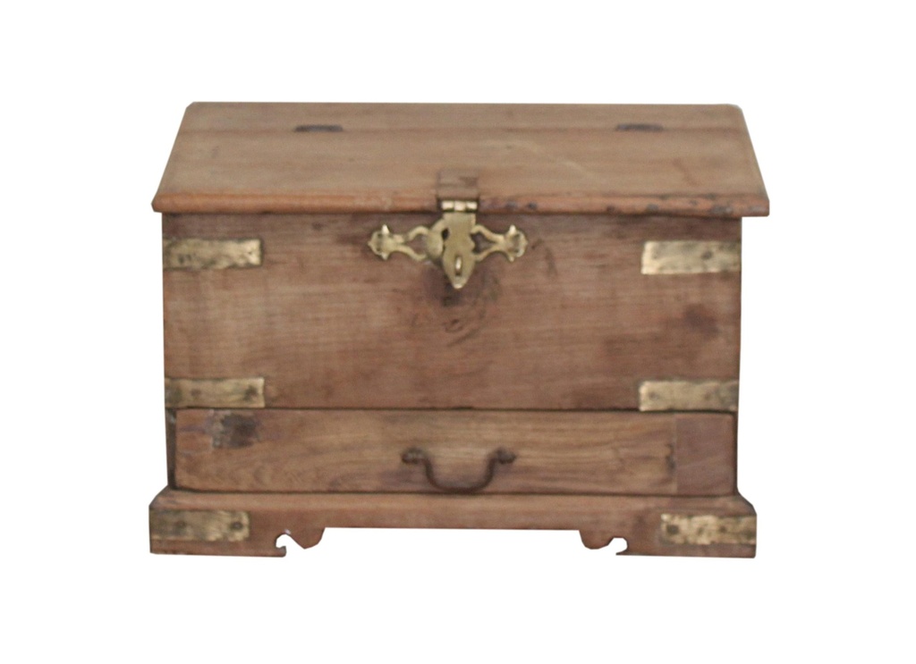 Coffre avec 1 tiroir en teck ancien