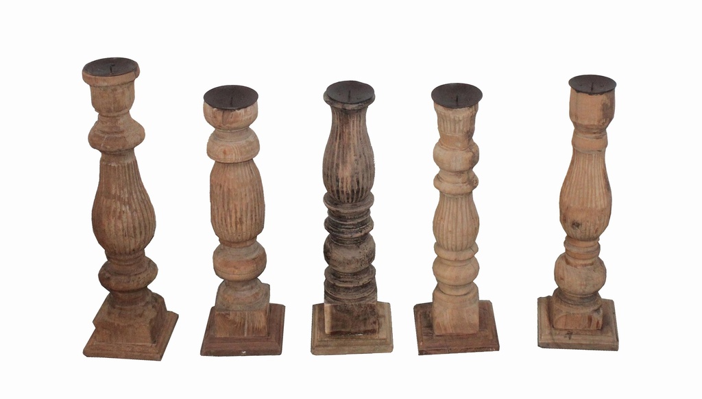 Bougeoir en teck ancien