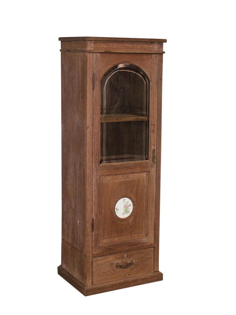 Vaisselier 1 porte et 1 tiroir en teck ancien