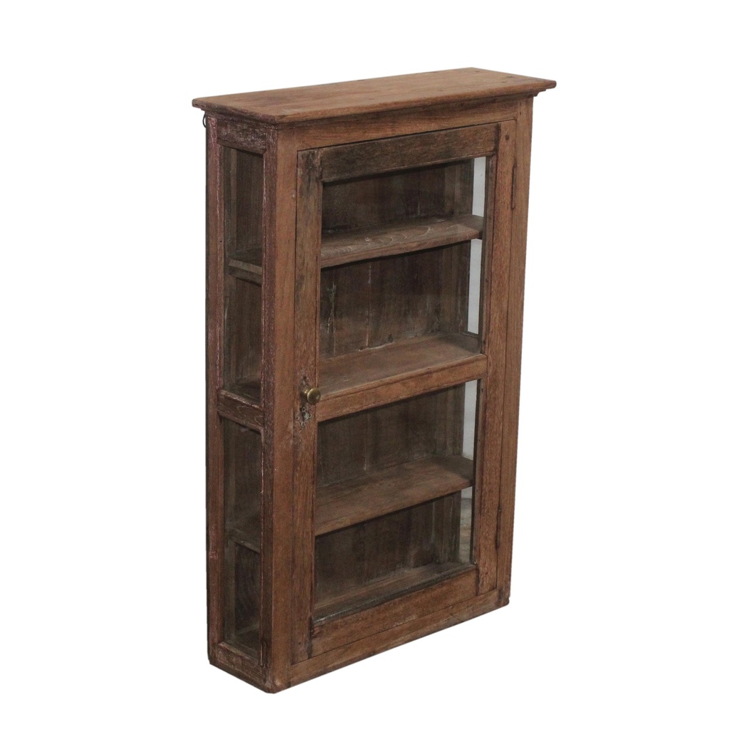 Vitrine 1 porte en teck ancien