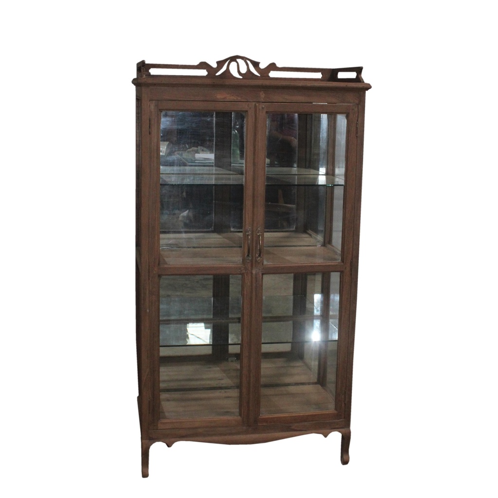 Vitrine 2 portes en teck ancien