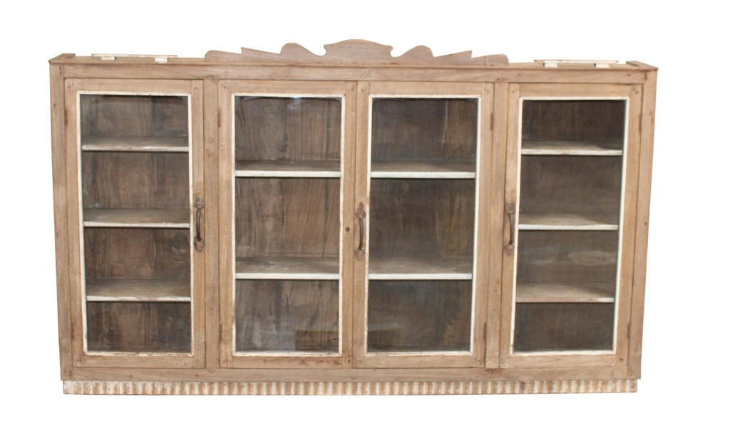 Vitrine 4 portes en teck ancien