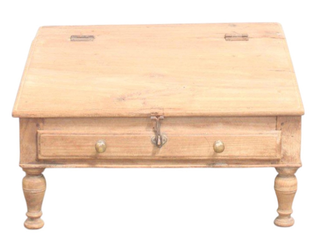 Table d'appoint coffre en teck ancien