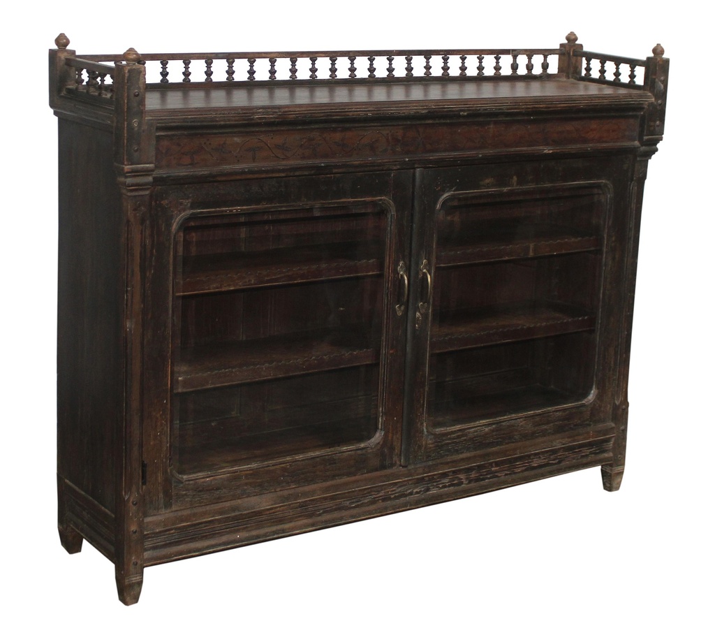 Buffet 2 portes vitrées en teck ancien