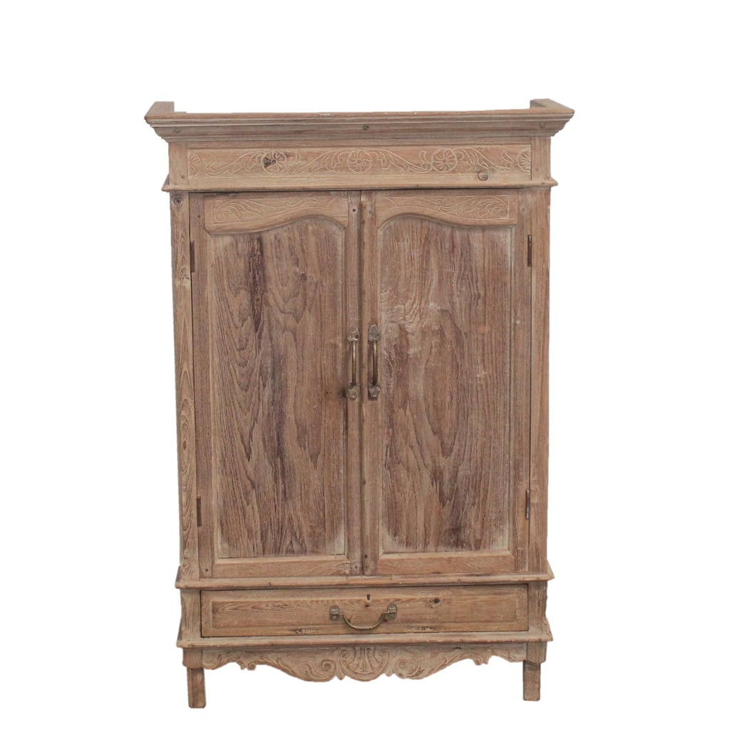 Armoire 2 portes & 1 tiroir en teck ancien