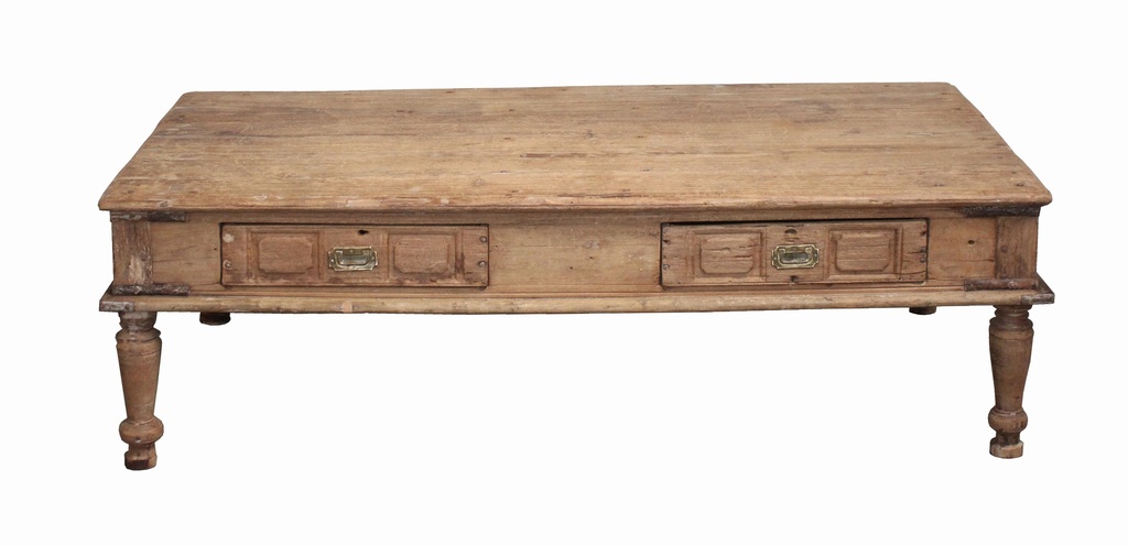 Table basse 2 tiroirs en teck ancien