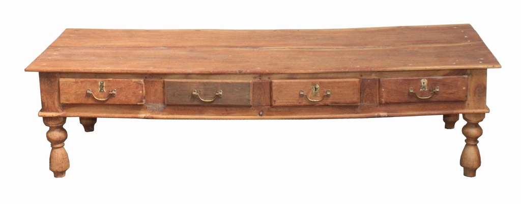 Table basse 4 tiroirs en teck ancien