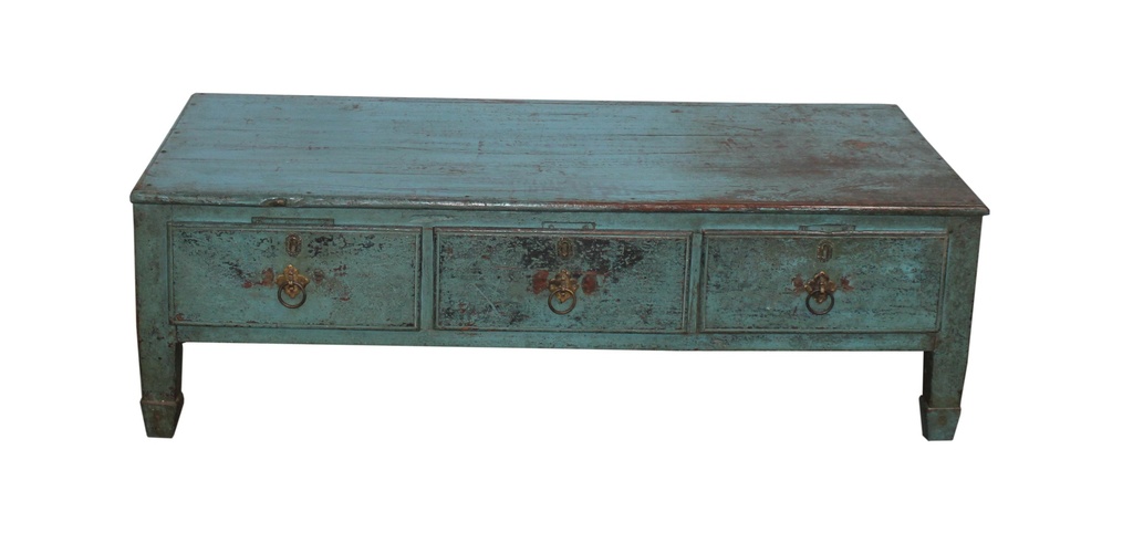 Table basse 3 tiroirs en teck ancien