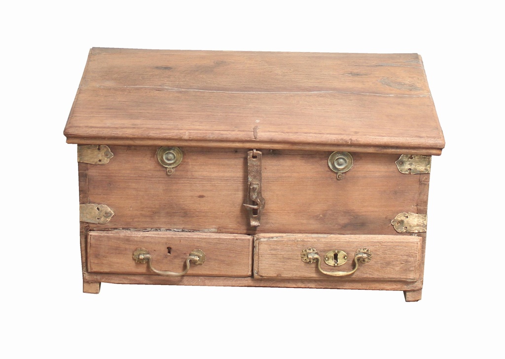 Coffre 2 tiroirs en teck ancien