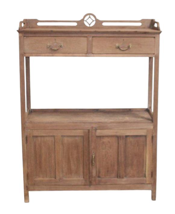 Desserte 2 tiroirs & 2 portes en teck ancien