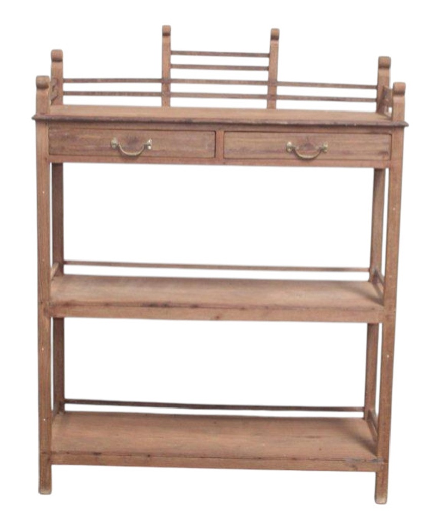 Etagère 3 plateaux & 2 tiroirs en teck ancien