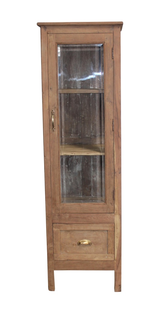 Vitrine 1 porte en teck ancien