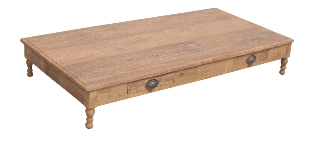 Table basse 2 tiroirs en teck ancien