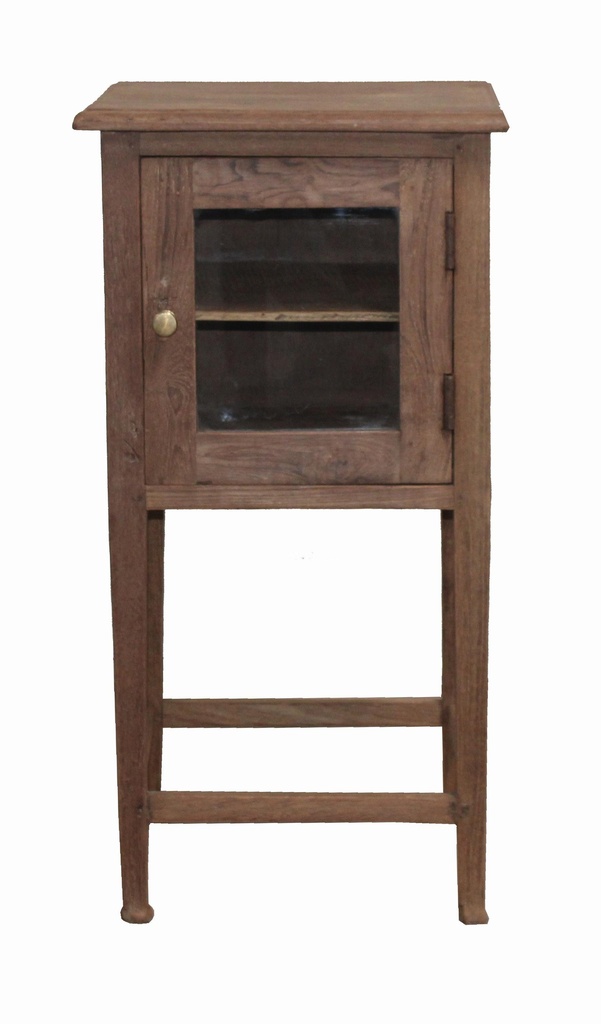 Table d'appoint 1 porte vitrée en teck ancien