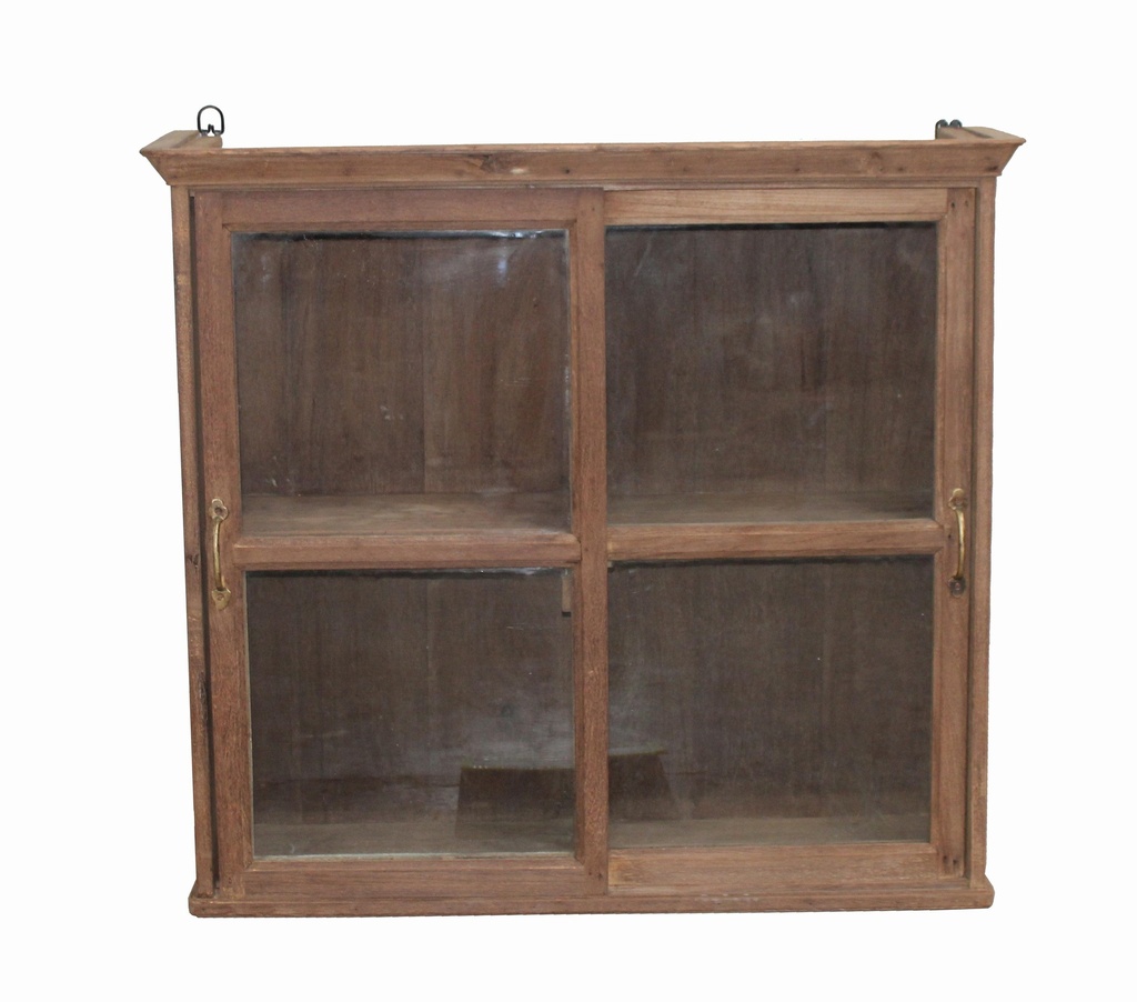 Vitrine 2 portes coulissantes en teck ancien