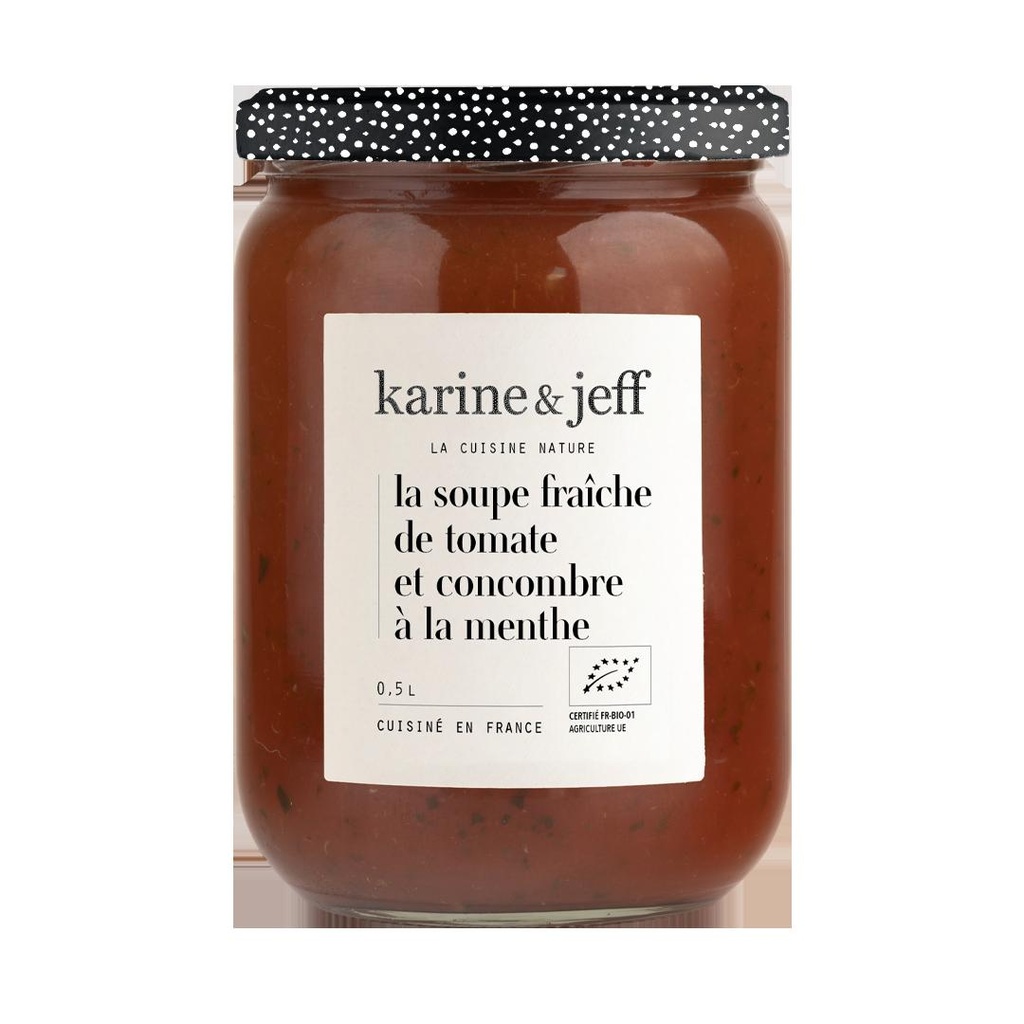 Soupe fraiche de tomate et concombre à la menthe