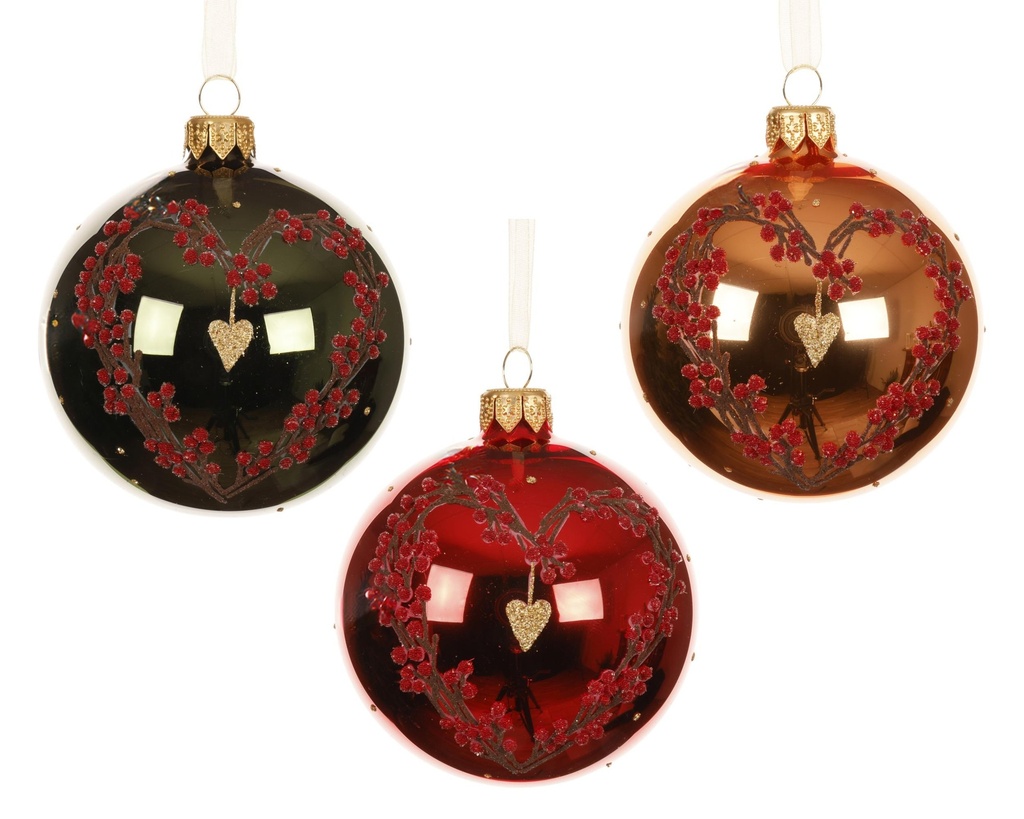 Boule Cœur guirlande de baies 80mm