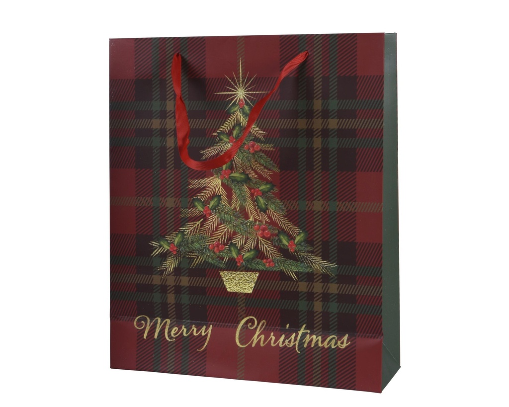 Sac cadeaux Sapin vert & or