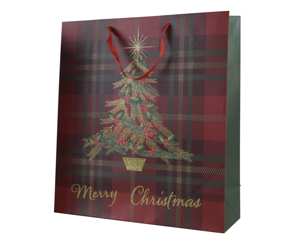 Sac cadeaux Sapin vert & or
