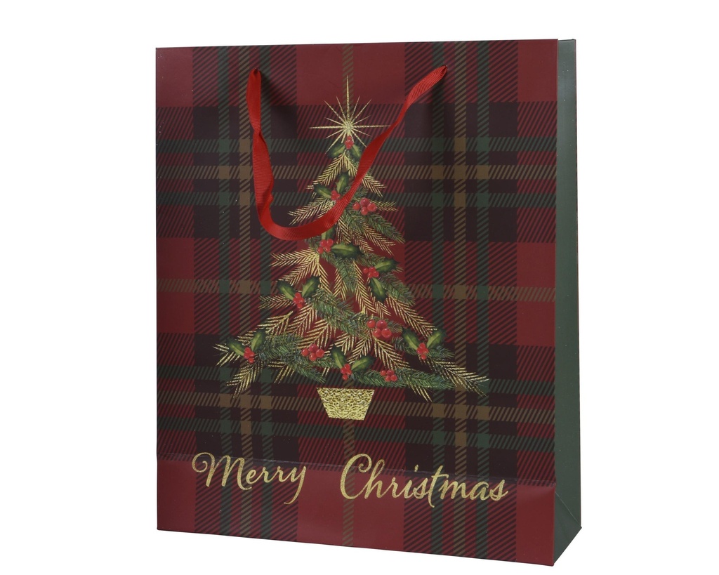 Sac cadeaux Sapin vert & or