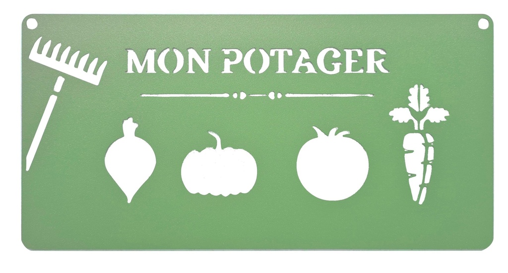 Pancarte décorative métal Mon potager 25 x 12,5 cm