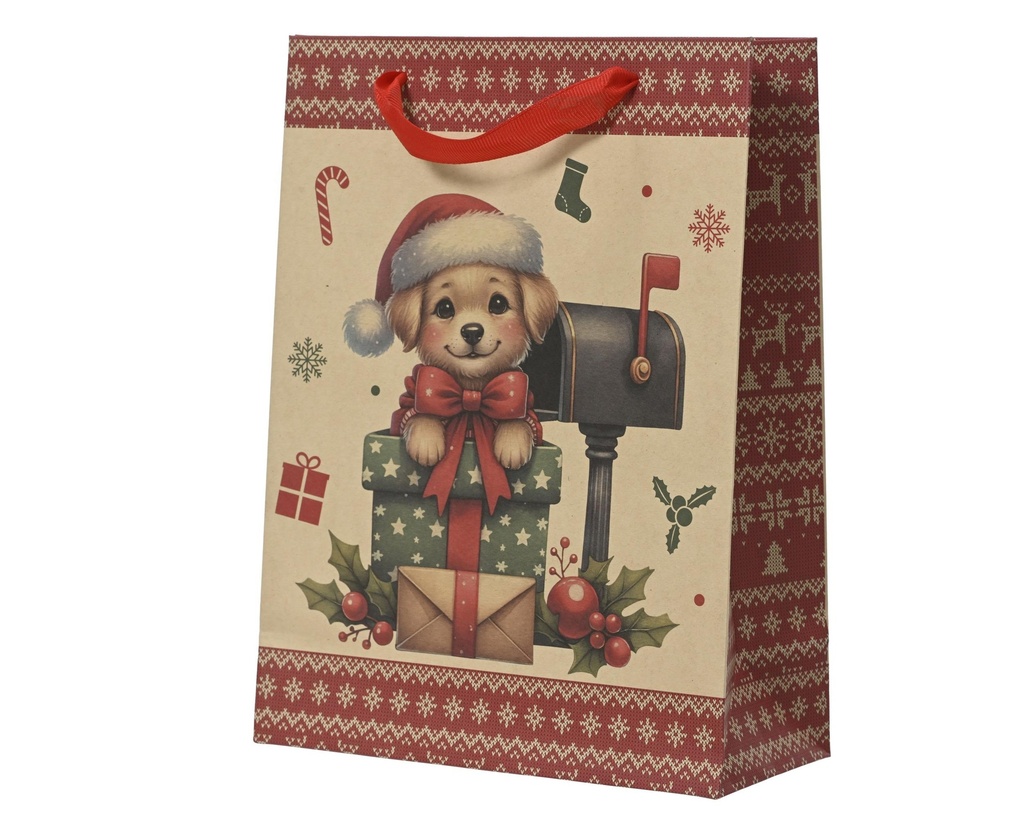Sac cadeaux Chiot de Noël