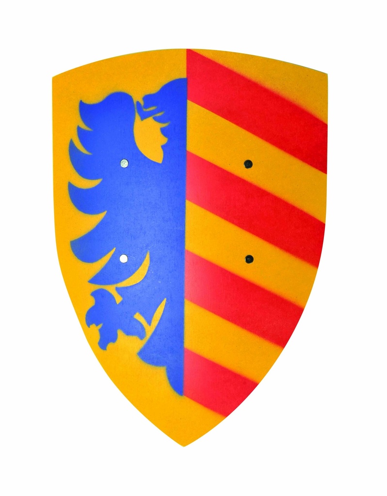 Bouclier Lancelot bleu/jaune, 36/50 cm, courbé