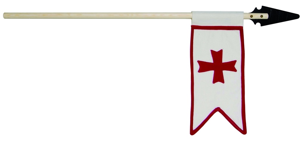 Lance, fanion blanc avec croix rouge, 107 cm