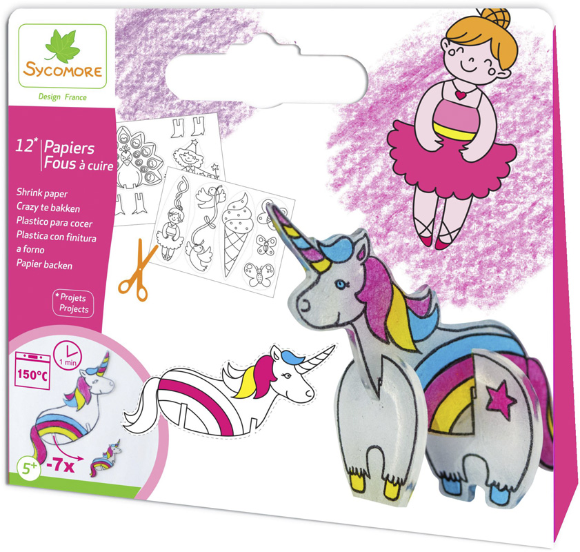 Pochette - 12 papiers fous Licorne