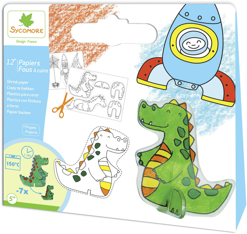 Pochette - 12 papiers fous Dino