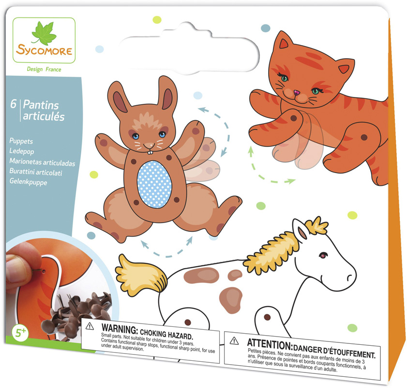 Pochette - 6 pantins articules mixte