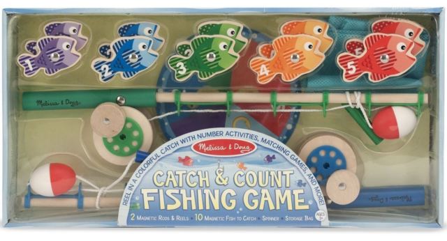 Jeu De Peche Bois Geant 10 Poissons Et 2 Cannes 