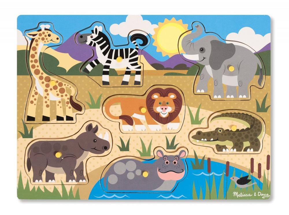 Puzzle Bois Bouton Animaux Safari