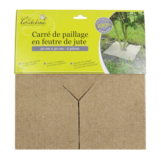 Lot de 2 carres de paillage en feutre de jute 1000 grs/m² 30 x 30cm s/cavalier