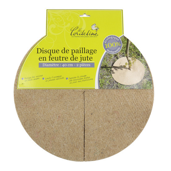 Lot de 2 disques de paillage en feutre de jute 700 grs/m² ø40cm s/cavalier