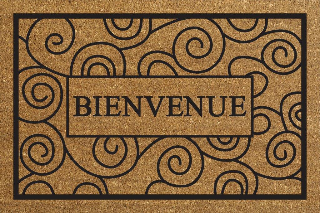 Paillasson Coco Bienvenue Arabesque Naturel / PVC
